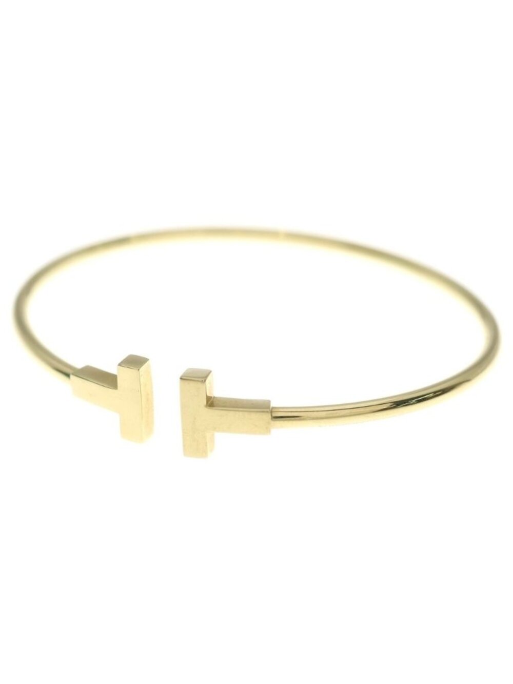Tiffany & Co T Wire Bangle Bracelet 18k Yellow Gold